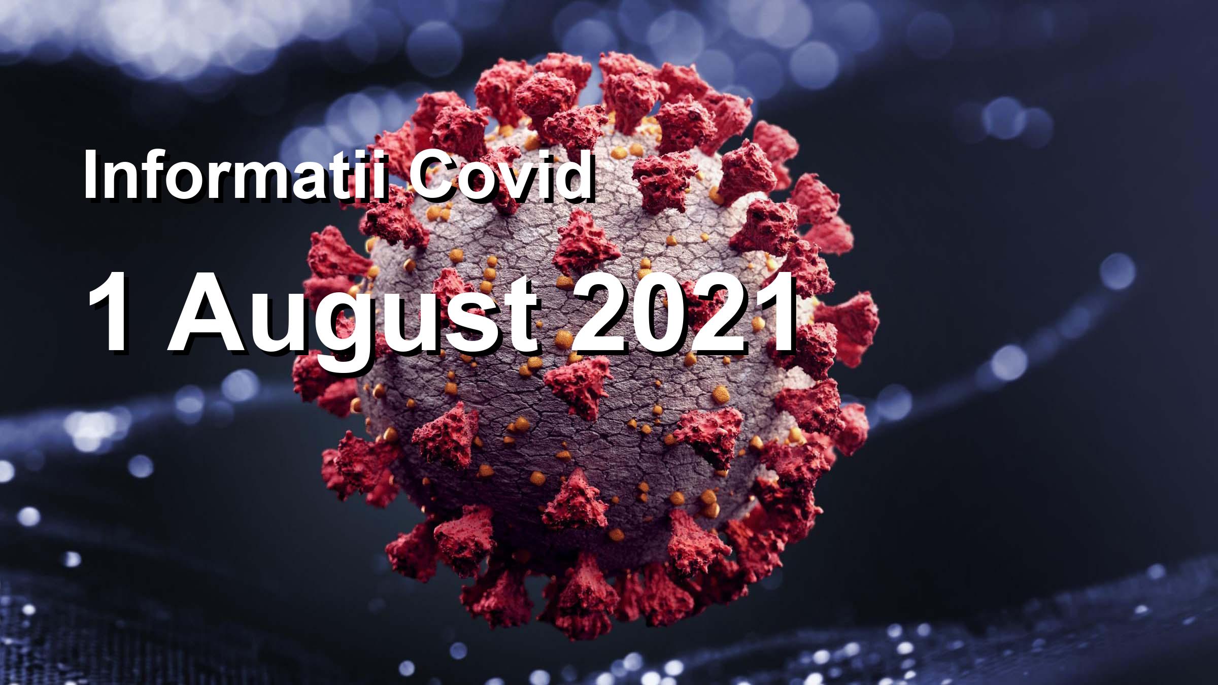 Informatii Covid-19 pentru 1 August 2021: 152 infectari, 21899 teste. | Coronavirus Romania