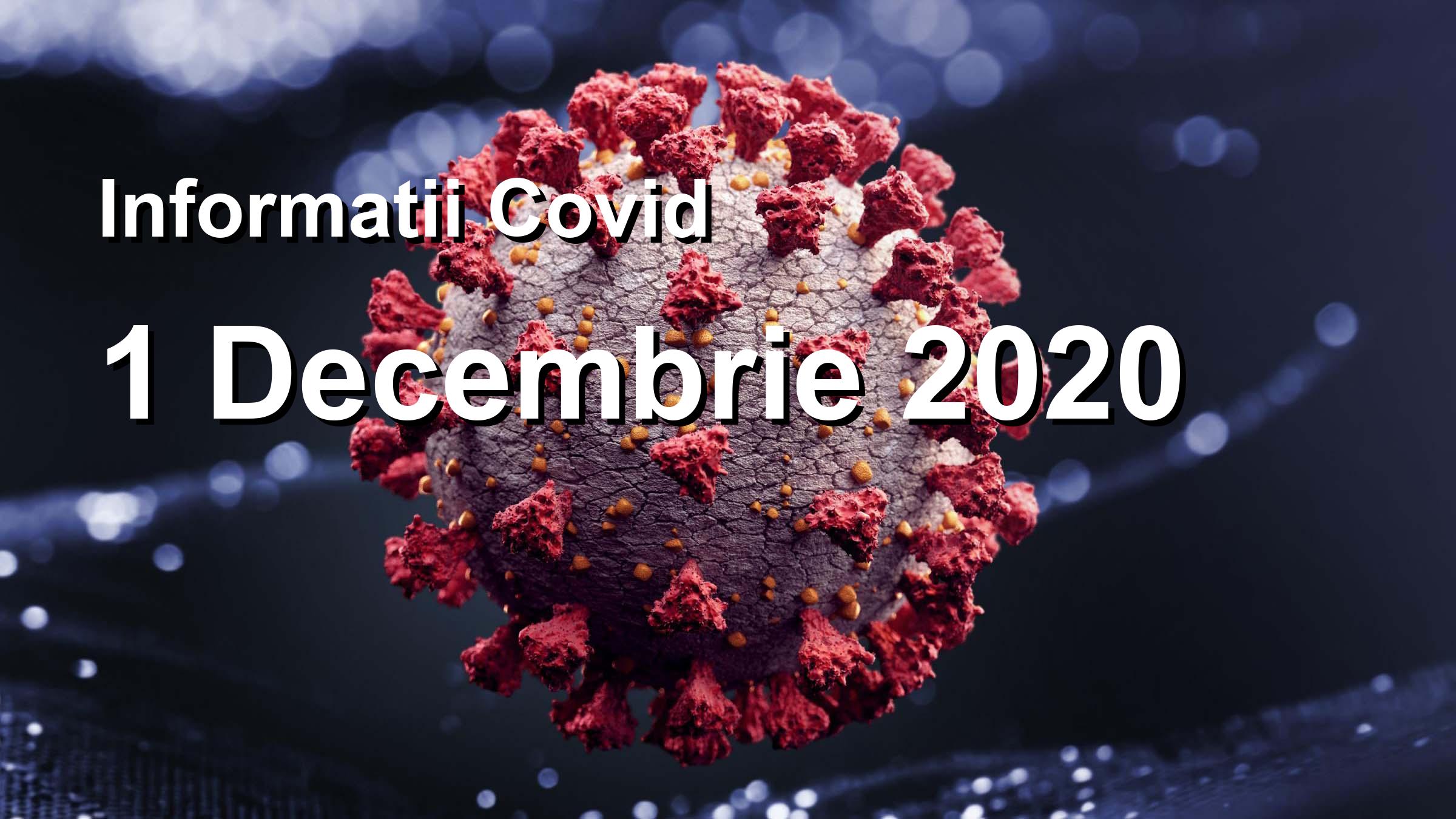Informatii Covid-19 pentru 1 Decembrie 2020: 4272 infectari, 14625 teste. | Coronavirus Romania