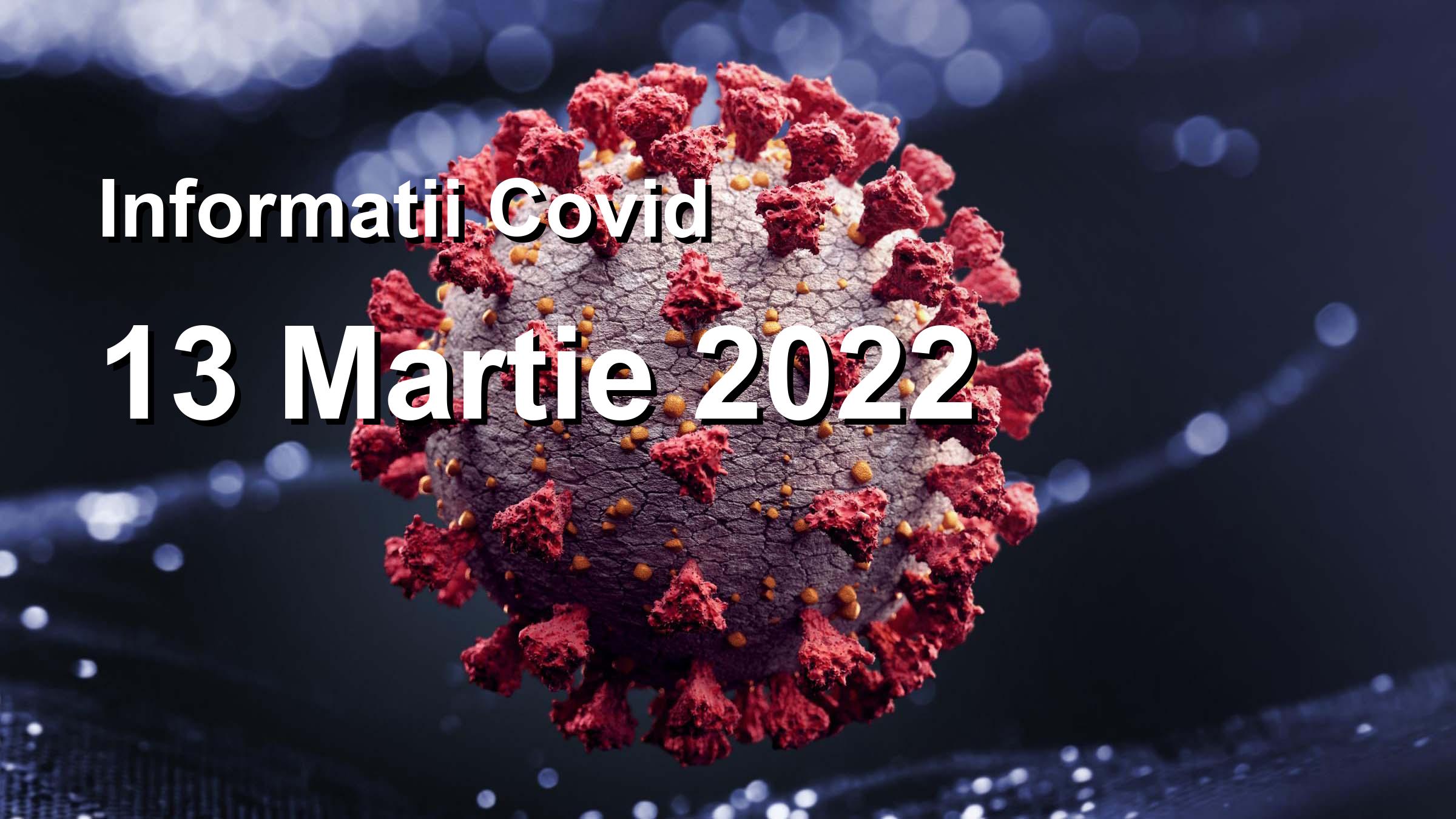 Informatii Covid-19 pentru 13 Martie 2022: 1626 infectari, 18208 teste. | Coronavirus Romania