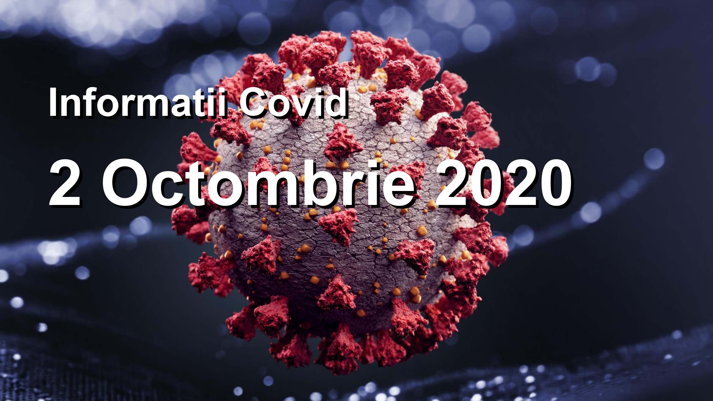 Informatii Covid-19 pentru 2 Octombrie 2020: 2343 infectari, 26011 teste. | Coronavirus Romania