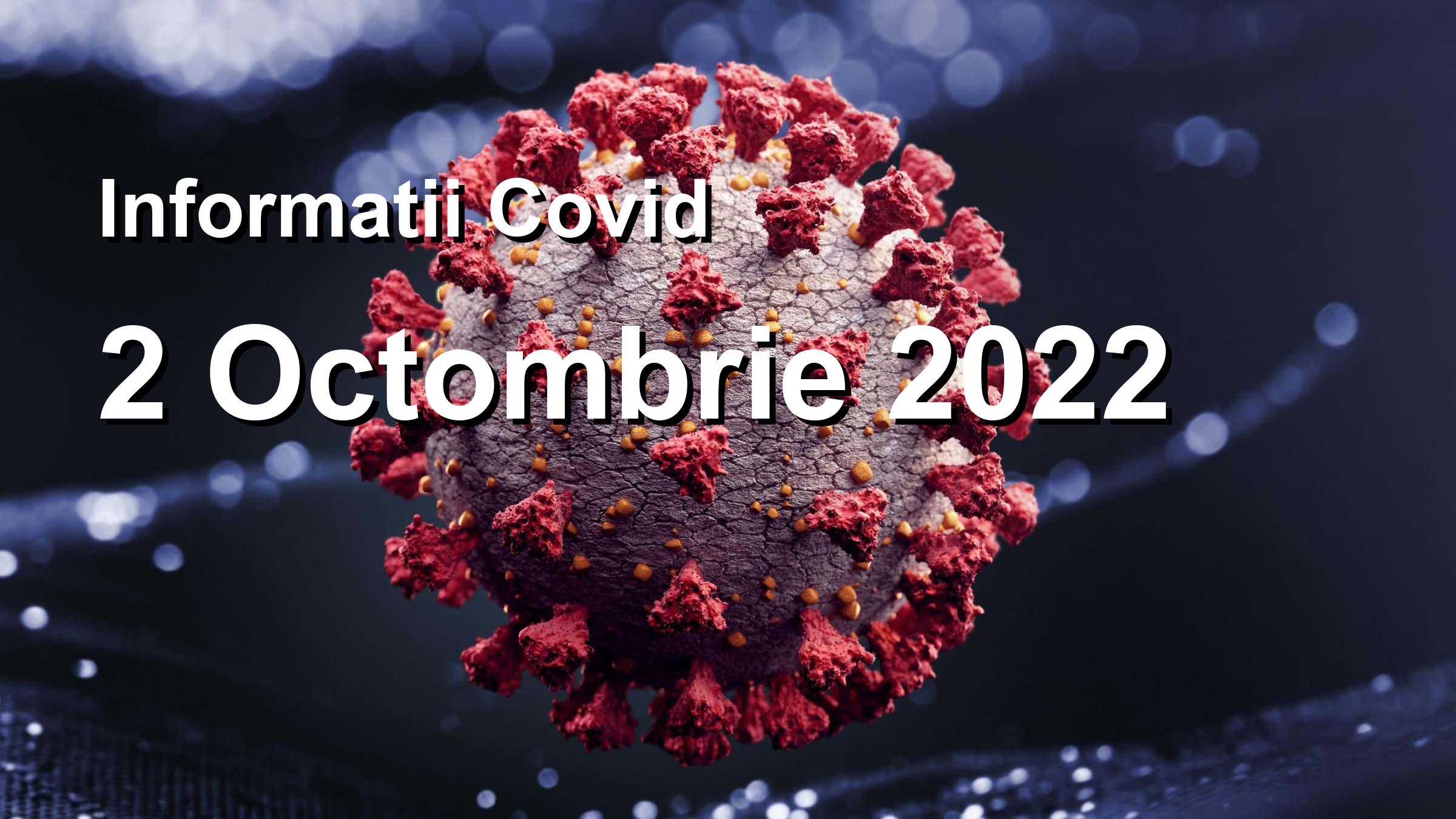 Informatii Covid-19 pentru 2 Octombrie 2022: 444 infectari, 6272 teste. | Coronavirus Romania