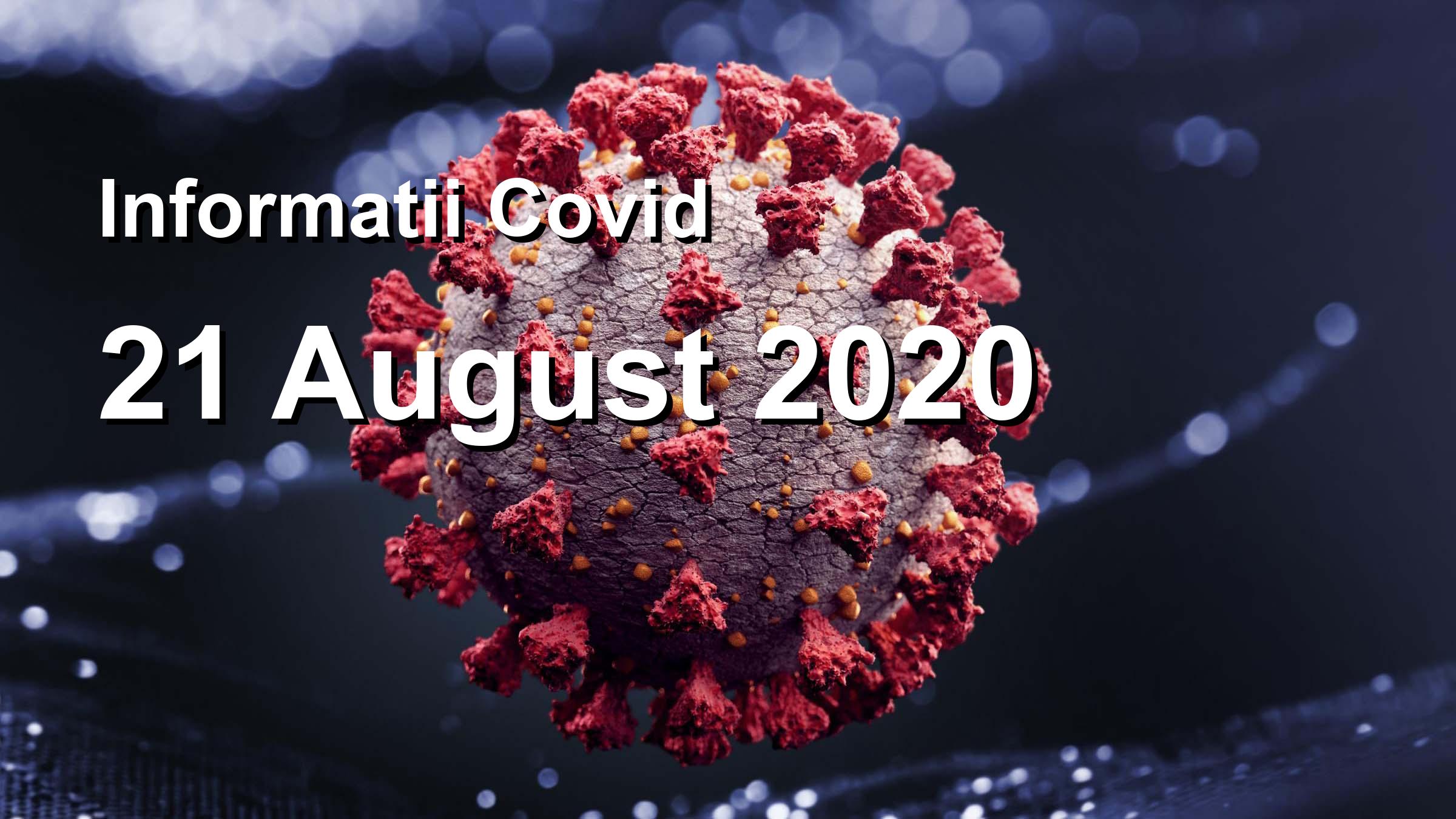 Informatii Covid-19 pentru 21 August 2020: 1392 infectari, 25363 teste. | Coronavirus Romania