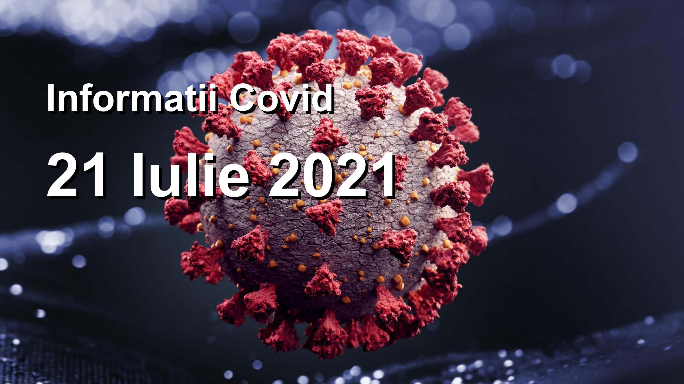 Informatii Covid-19 pentru 21 Iulie 2021: 102 infectari, 27164 teste. | Coronavirus Romania