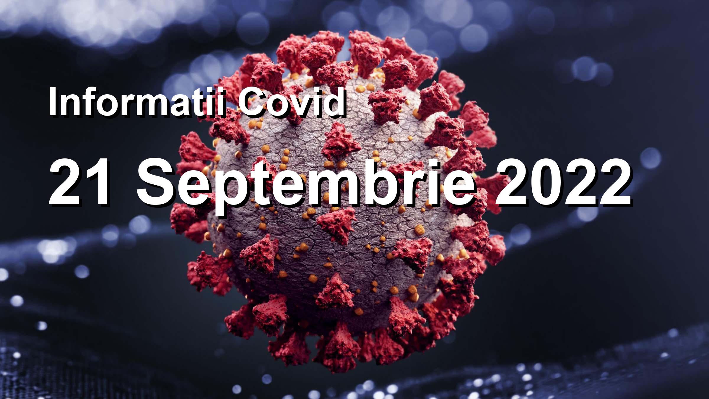 Informatii Covid-19 pentru 21 Septembrie 2022: 1645 infectari, 22841 teste. | Coronavirus Romania