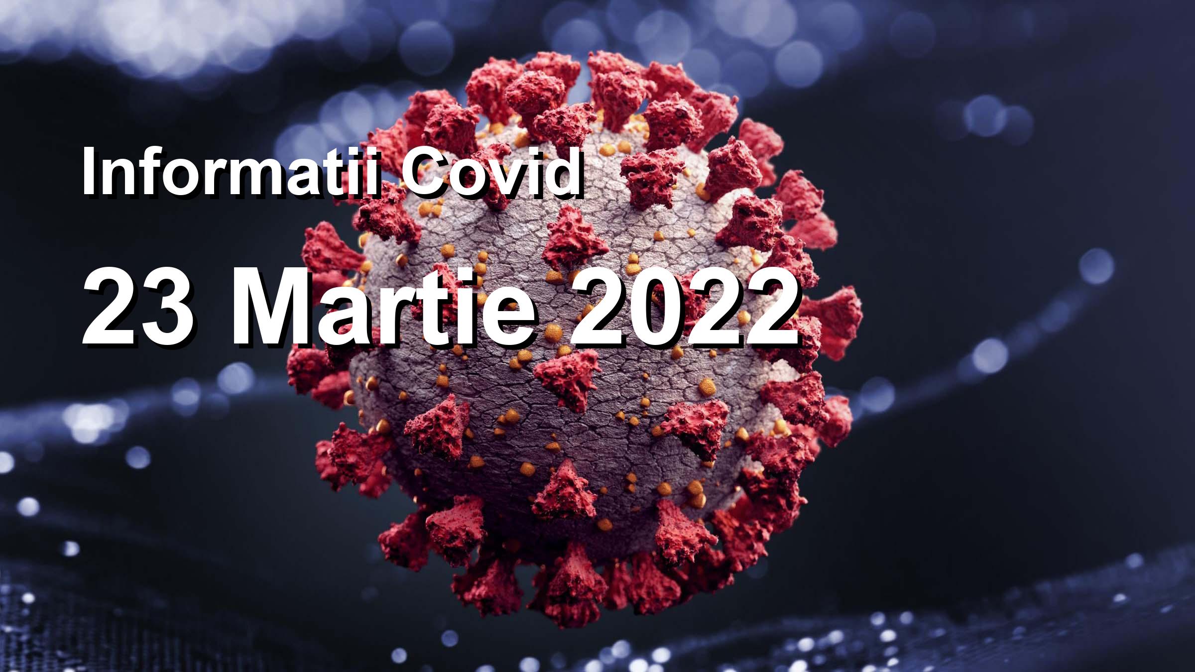 Informatii Covid-19 pentru 23 Martie 2022: 4521 infectari, 37588 teste. | Coronavirus Romania