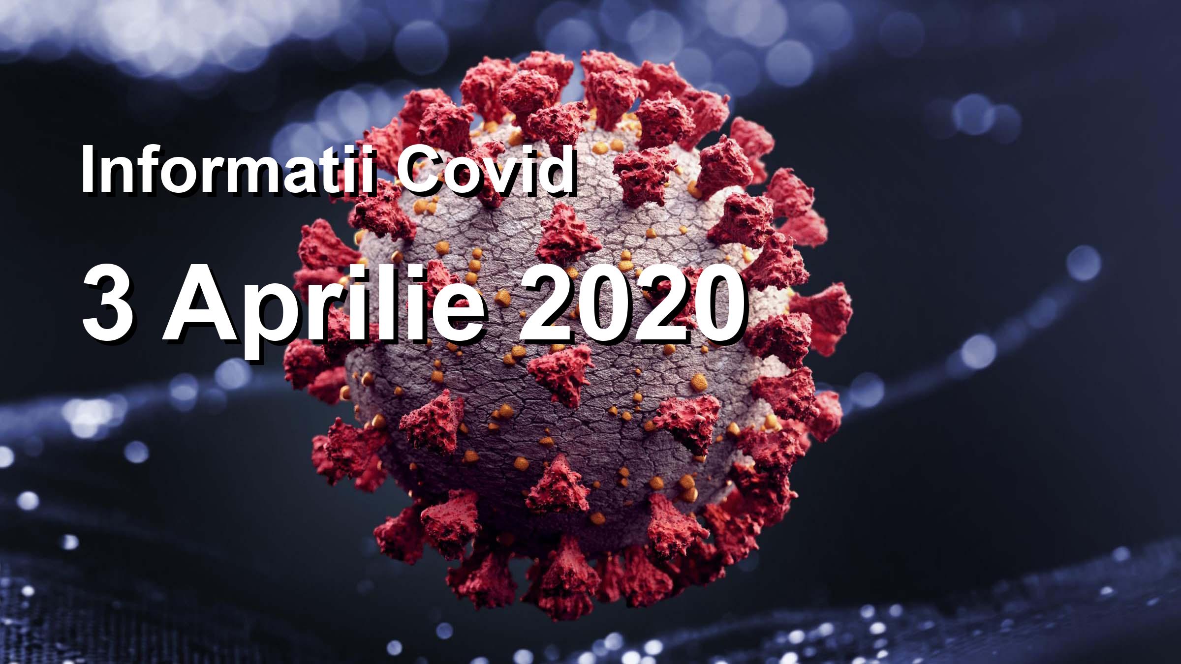 Informatii Covid-19 pentru 3 Aprilie 2020: 445 infectari, 3174 teste. | Coronavirus Romania