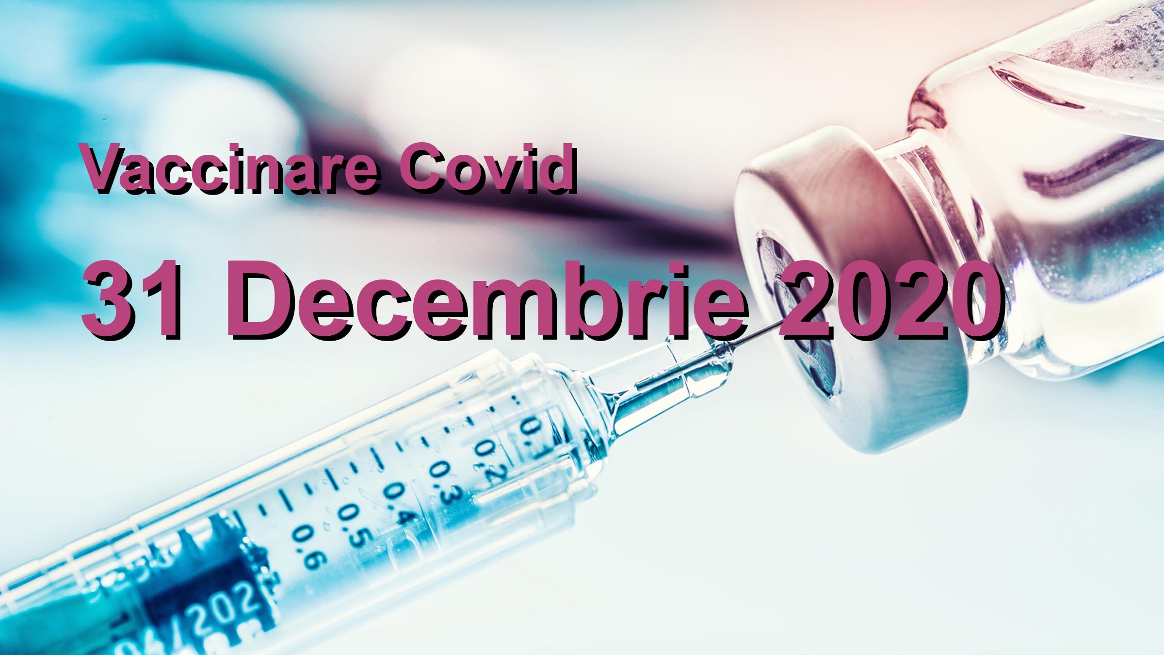 Campanie vaccinare Covid-19 pentru 31 Decembrie 2020: 4623 persoane vaccinate. | Vaccin Covid-19 Romania
